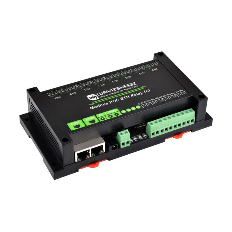 Waveshare Industrial Dual Ethernet Ports 8-ch Relay Module(C), PoE Power Supply, 30544 Waveshare Industrial Dual Ethernet Ports 8-ch Relay Module(C), PoE Power Supply, 30544